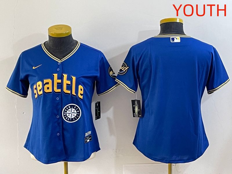 Youth 2025 Seattle Mariners Blank Blue City Edition Nike MLB Jersey style 4